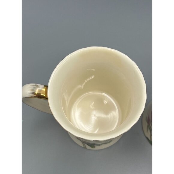 Burton & Burton Floral Rose Porcelain Mugs Set Of 2 Gold Accents Pink Romance - Picture 7 of 10